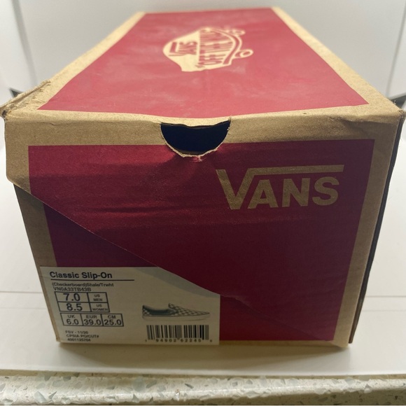 Vans Slip On classics in Shale (Green) and True White checkered pattern W 8.5 - Picture 2 of 7